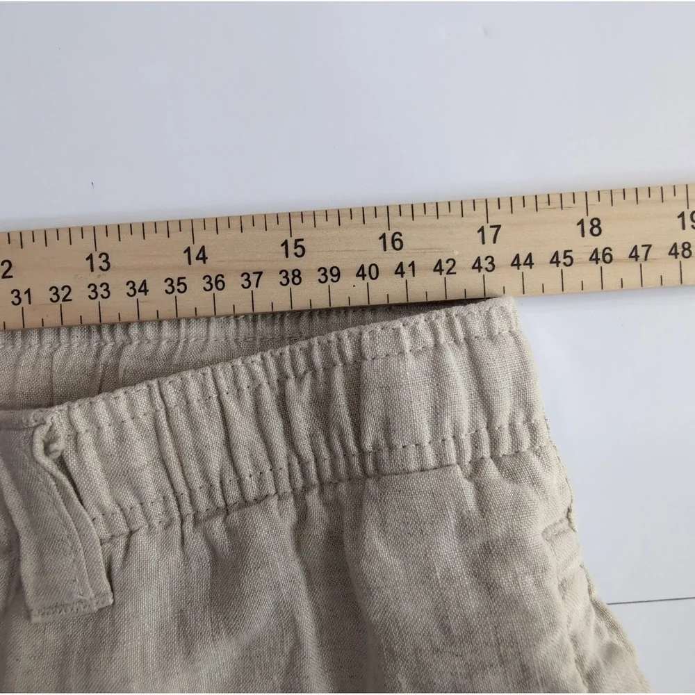 Caribbean Linen Pants Mens 38x30 Beige Cargo Elastic Drawstring Resort Beach